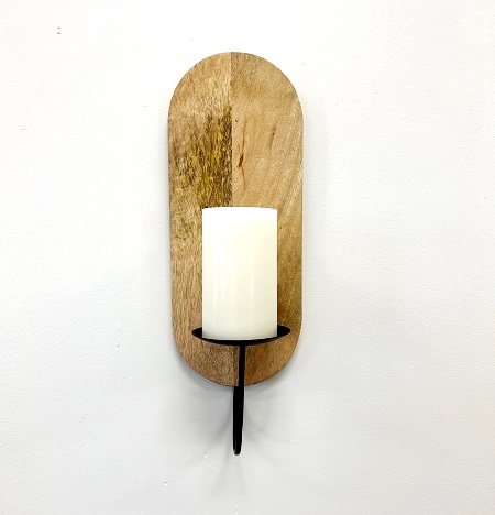 OVAL PILLAR SCONCE NATURAL MANGO WOOD
